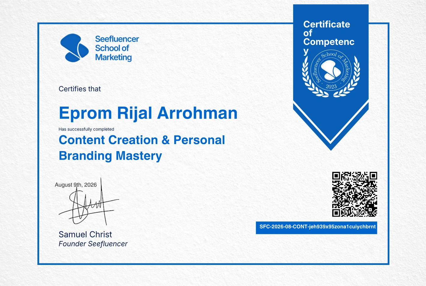 Seefluencer certificate of competency, Content Creation and Personal Branding Mastery