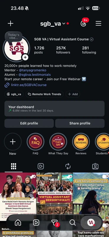 Instagram profile of sgb_va, 257K followers